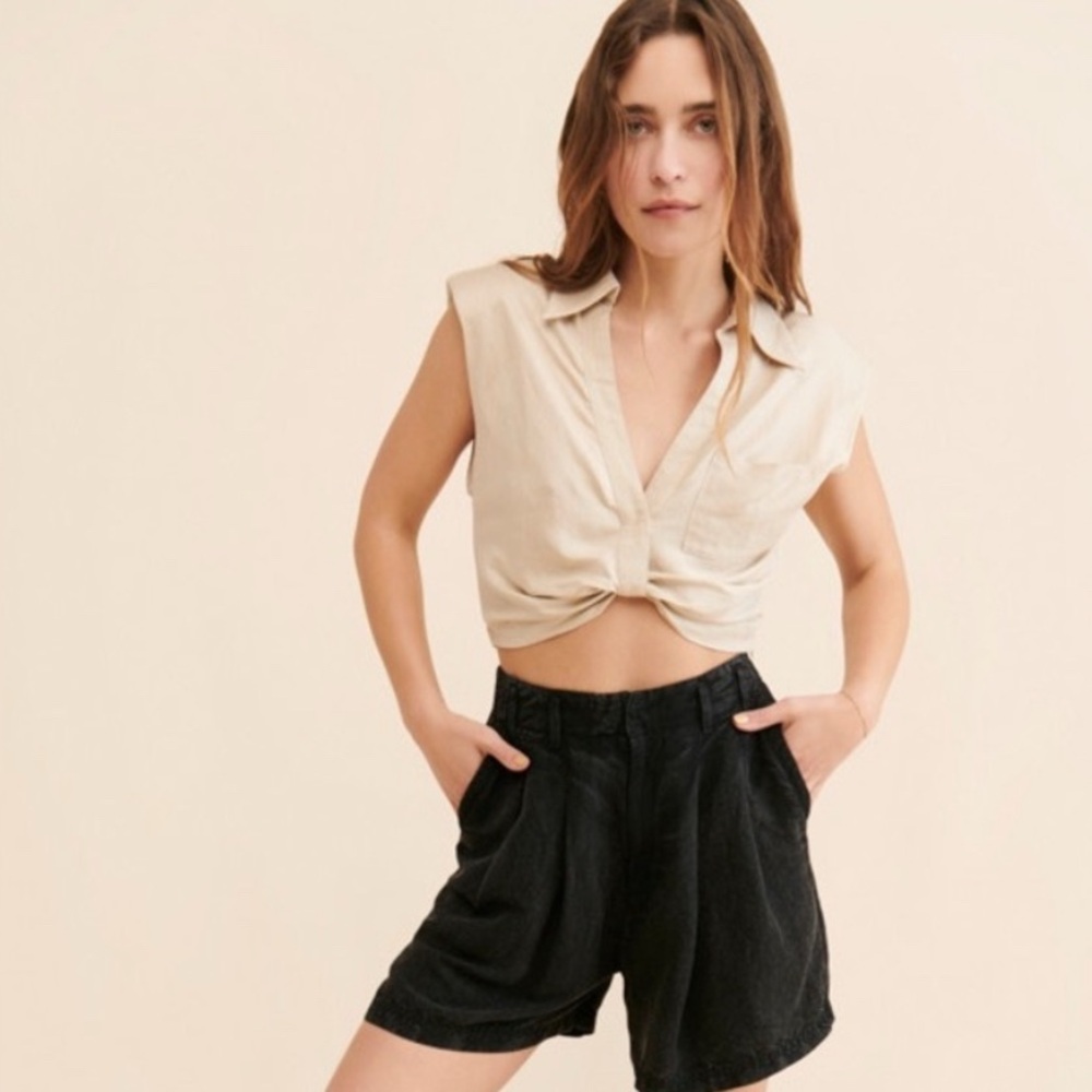 NWT Free People Calla Linen Trouser Shorts size 4